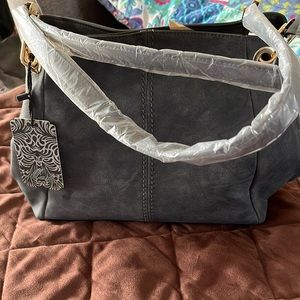 Grey leather Madi Studio purse